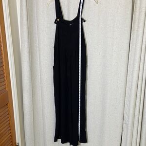 Black rayon/linen Sleeveless overalls